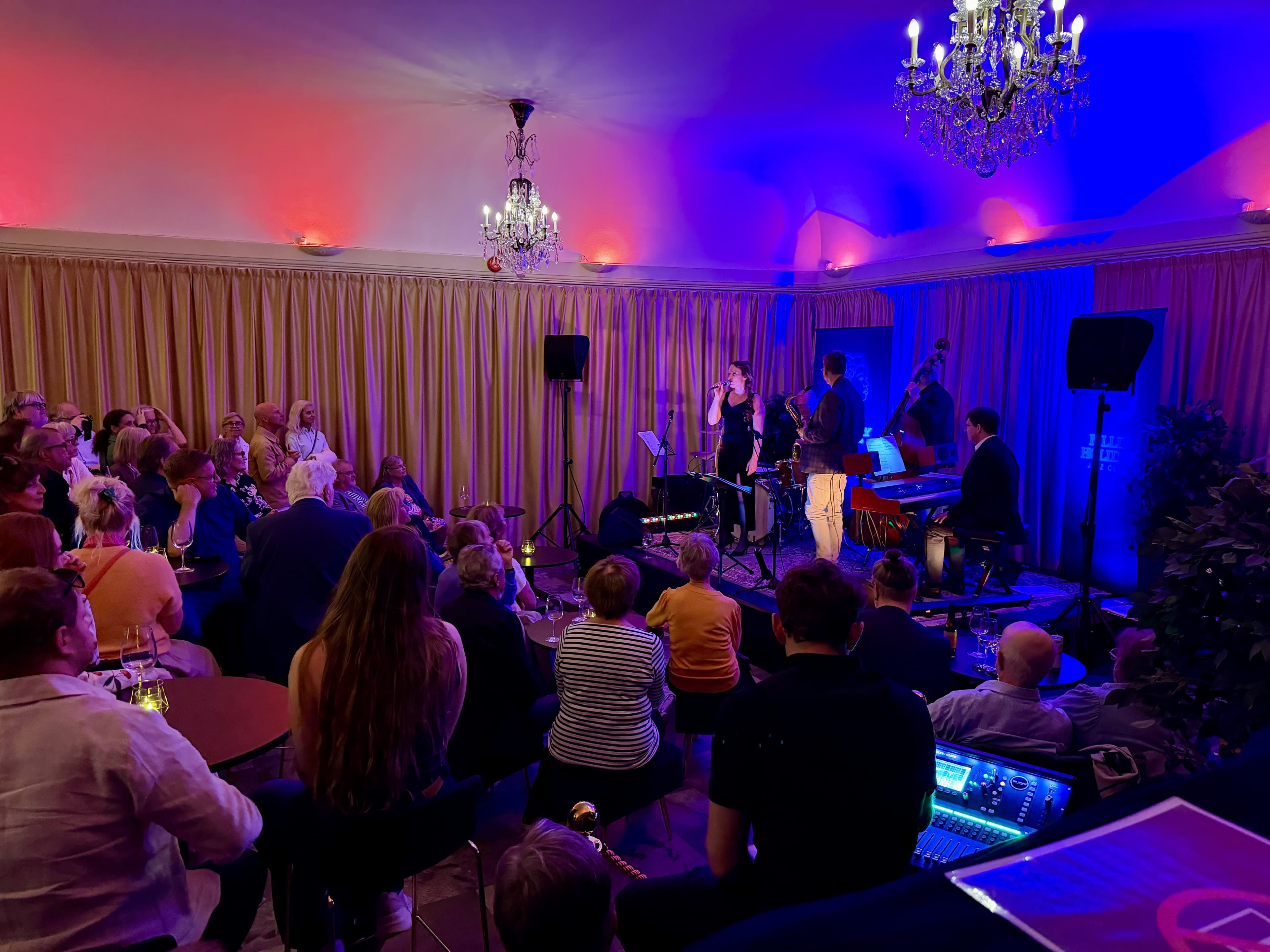 Intimate jazz concert in The Marble Foyer with atmospheric lighting