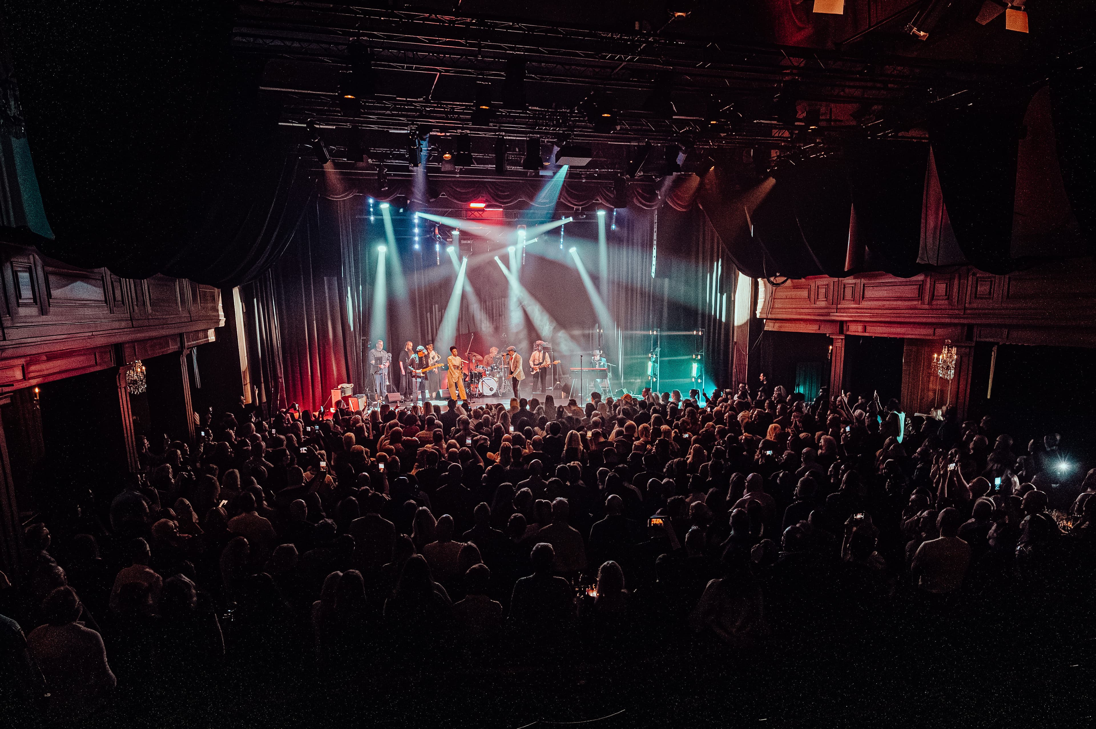 Concert in The Main Hall – light show over a packed standing audience